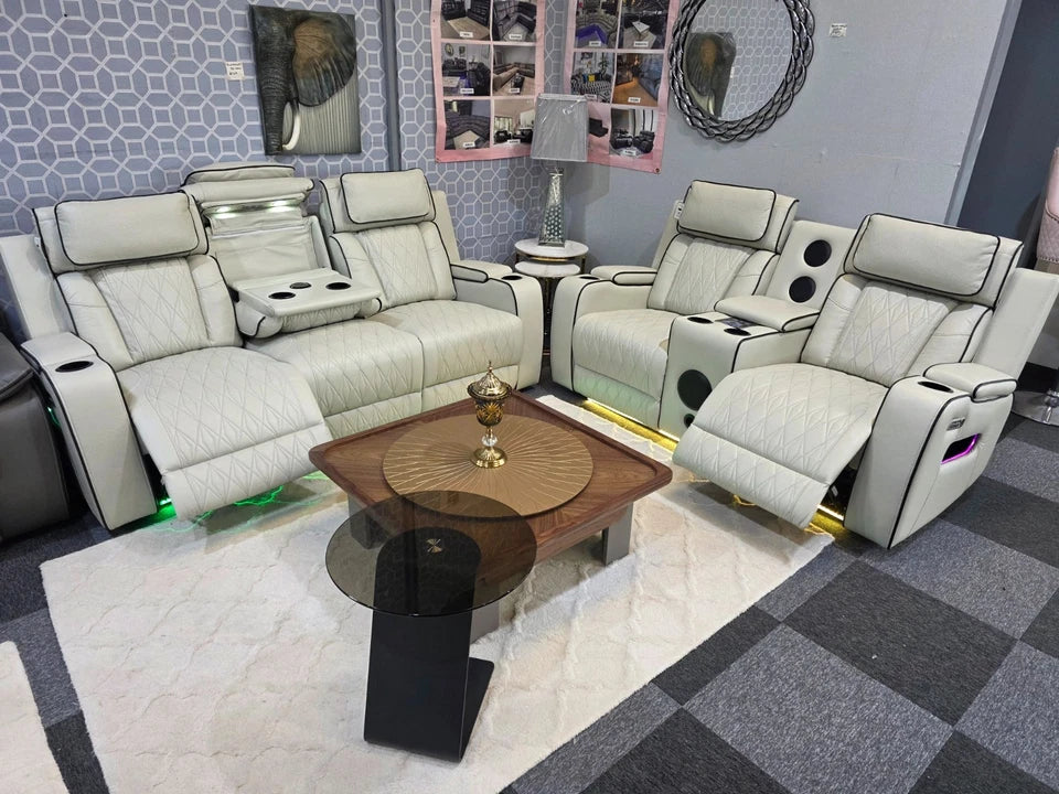 MNS Osman 3 + 2 Music Electrical Recliner Sofa Set (Black, Grey or Cream)