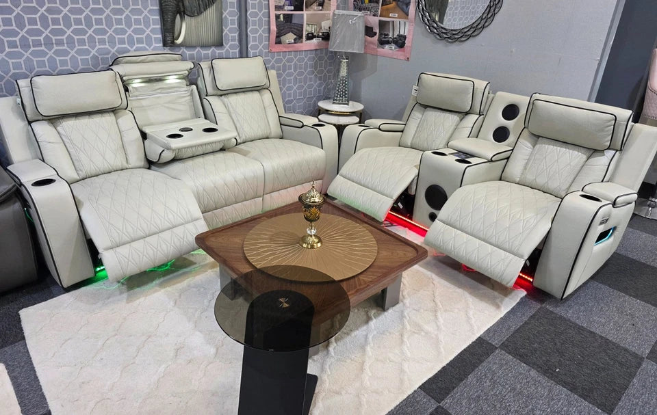MNS Osman 3 + 2 Music Electrical Recliner Sofa Set (Black, Grey or Cream)
