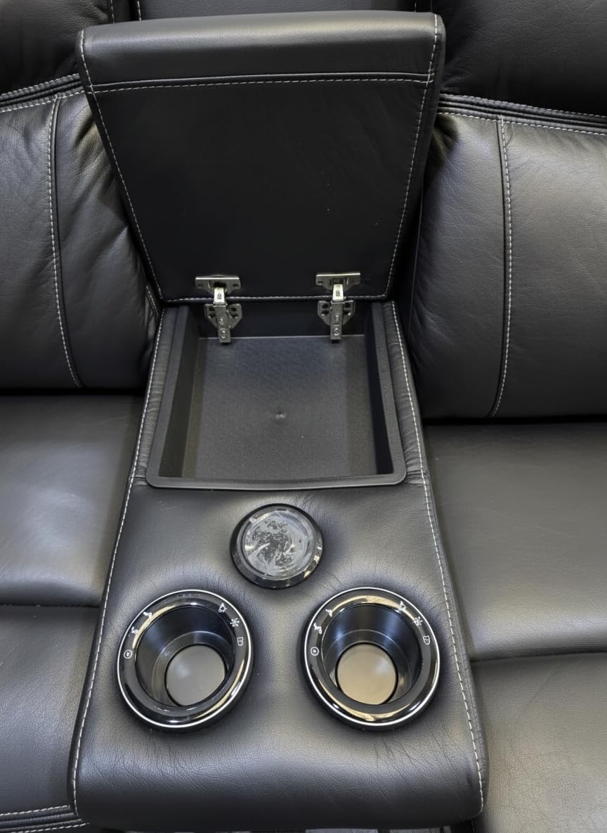 MNS Pradaa Leather Electric Recliner Sofa Set With Cupholders, LED Lights – Bluetooth Speakers – Cooling Cupholders