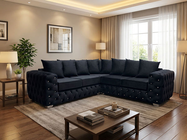 Ashton Chesterfield Corner Sofa in Plush Velvet - Large Size