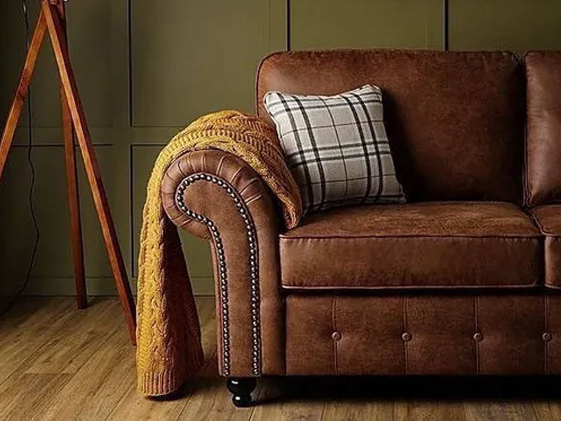 MNS Oakland Brown Faux Leather Large Corner Sofa Set