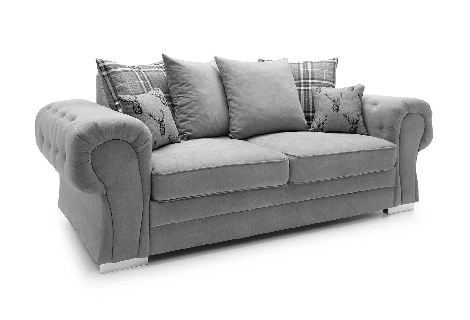 Verona Corner Sofa, 2 and 3 Seater, Armchair in Light Grey Linen