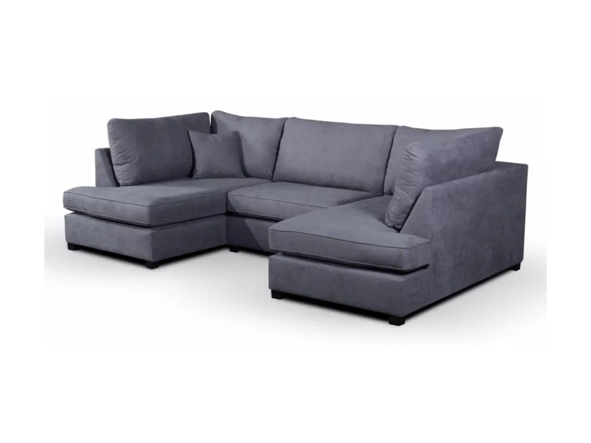 Carnaby Grey U Shape Corner Sofa Including Footstool