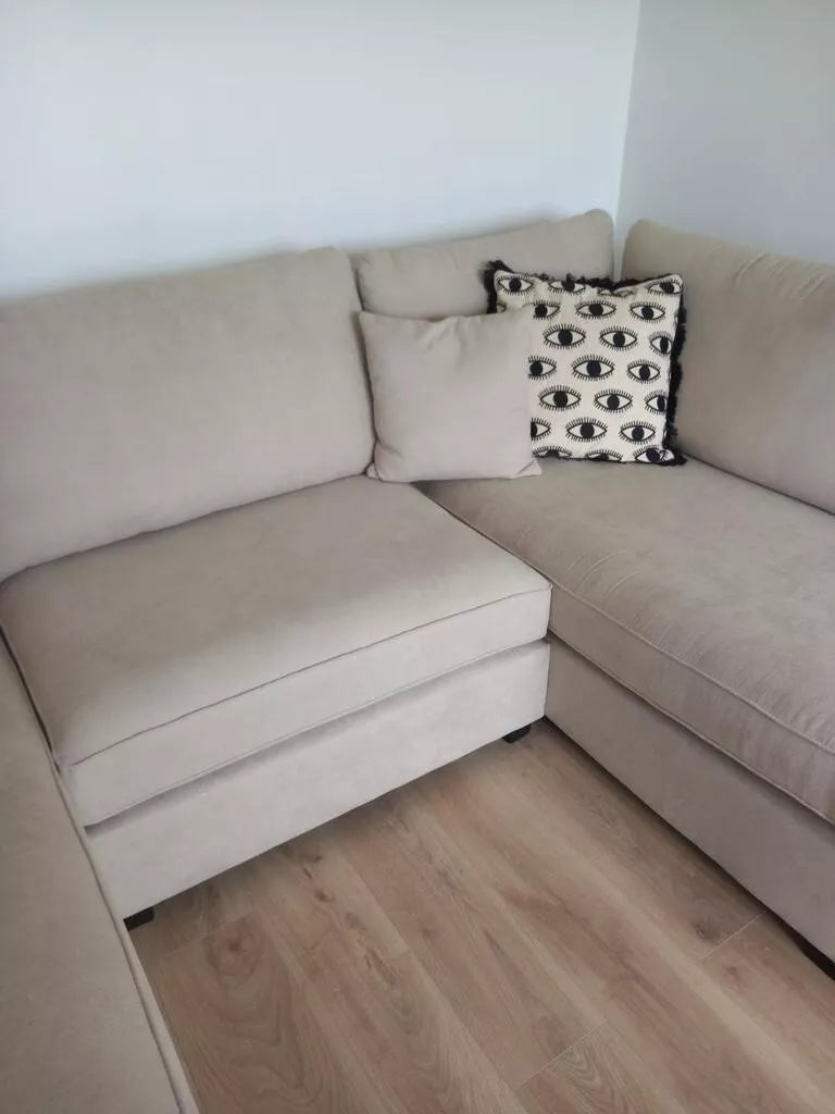 Carnaby Beige U Shape Corner Sofa Including Footstool