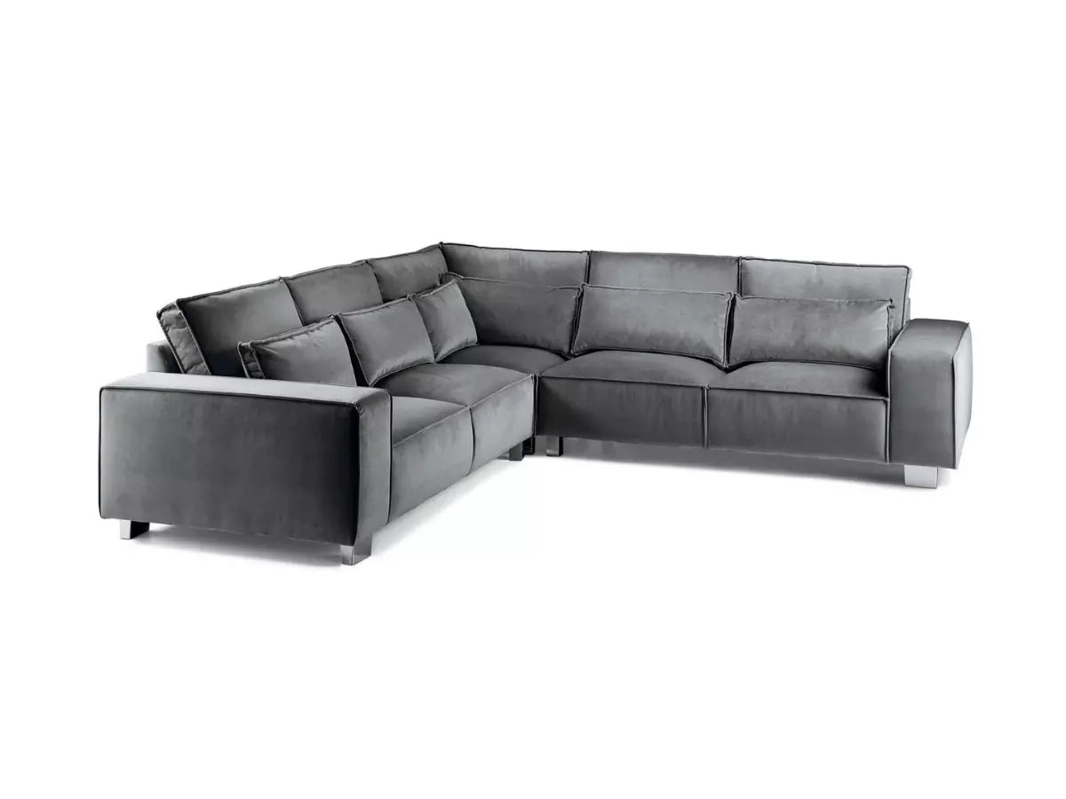 Sloane Luxury Large Double Corner Grey Sofa Plush Velvet