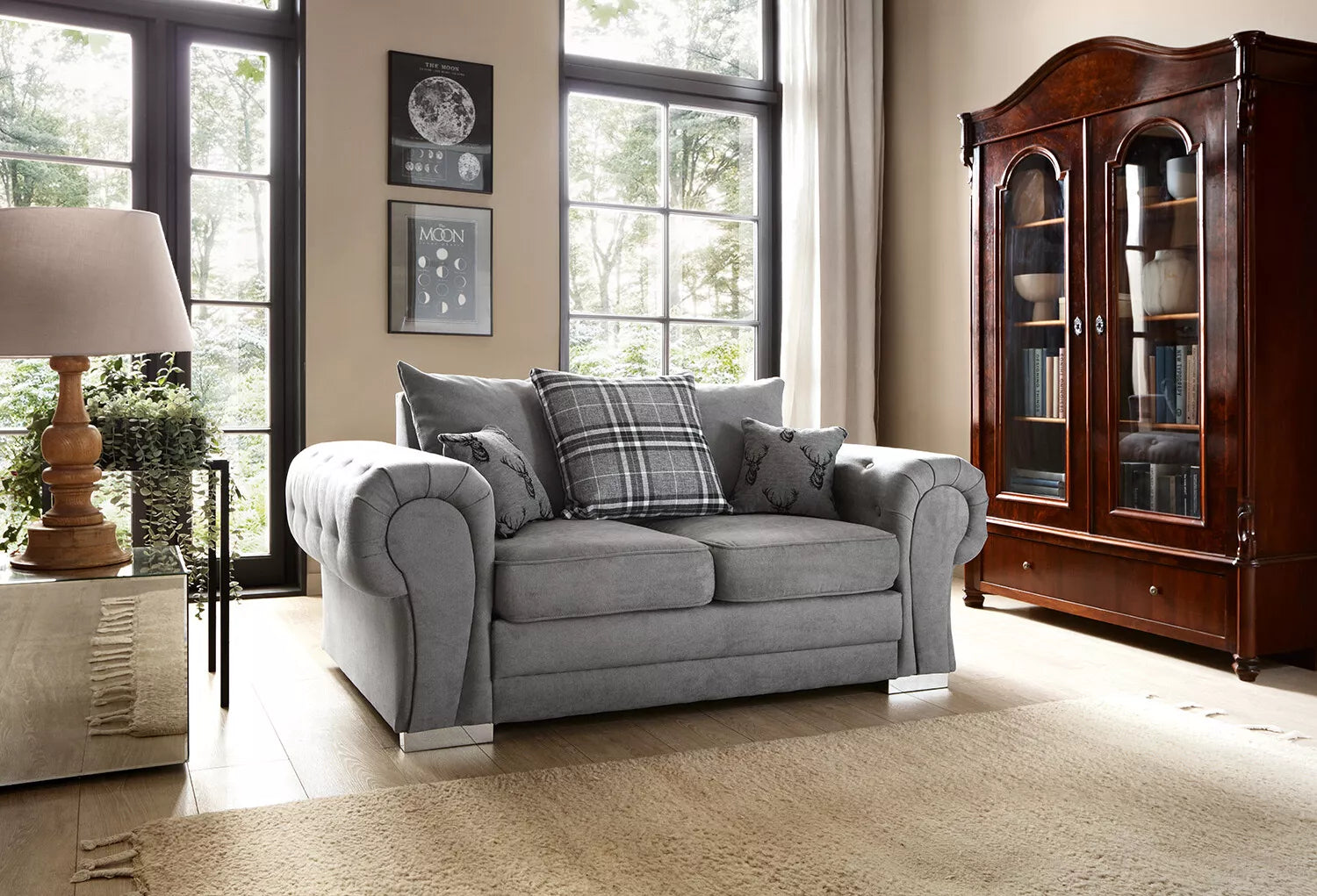 Verona Corner Sofa, 2 and 3 Seater, Armchair in Light Grey Linen