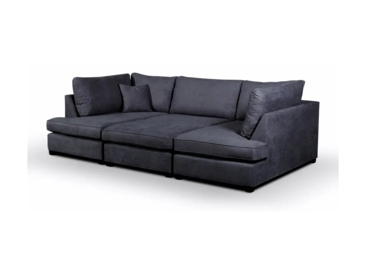 Carnaby Black U Shape Corner Sofa Black Kensington Fabric Including Footstool