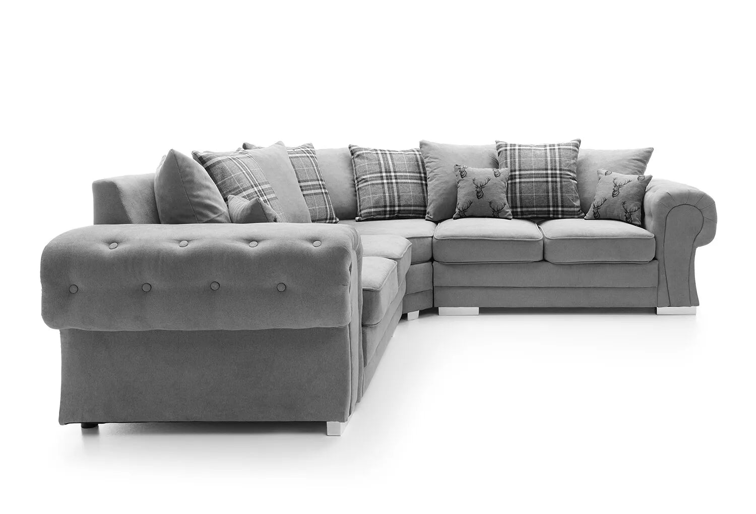 Verona Corner Sofa, 2 and 3 Seater, Armchair in Light Grey Linen