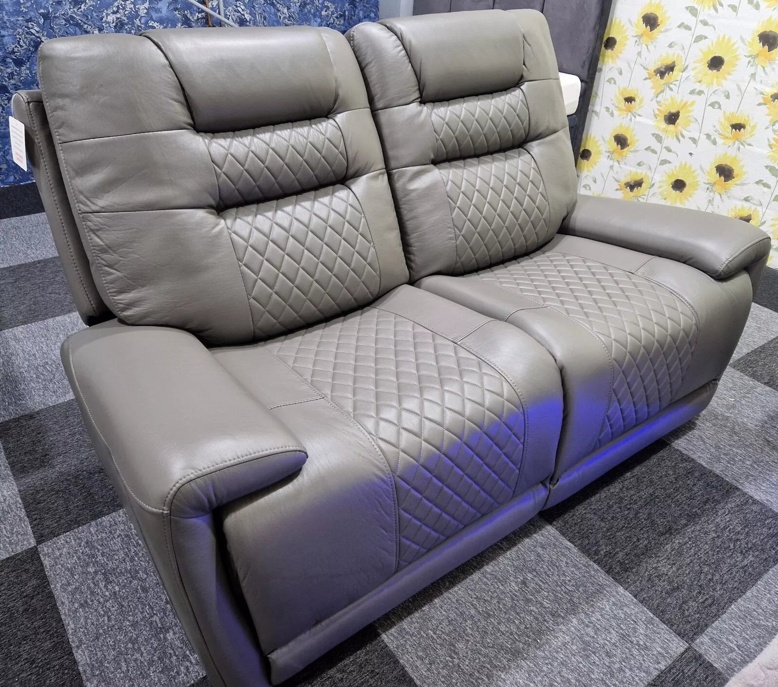 Halifax Electric Massage Recliners. Grey 3 & 2 Seater Set , USB, LED Lights