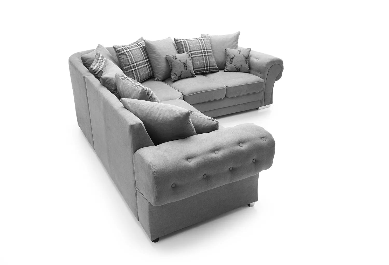 Verona Corner Sofa, 2 and 3 Seater, Armchair in Light Grey Linen