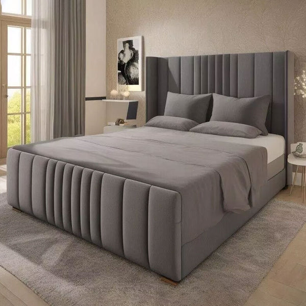 Ottoman Divan Seoul Wingback Gas Lift Storage Bed, Solid Ottoman Storage Bed - 54" Headboard