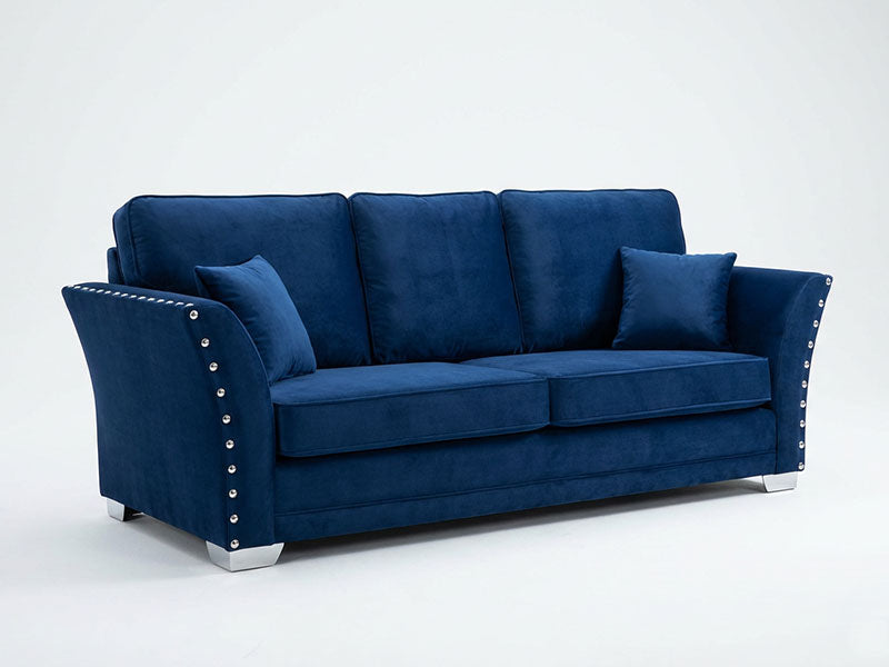 Blueberry Plush Velvet Corner Sofa, 3 Seater, 2 Seater Sofa in Velvet Fabric