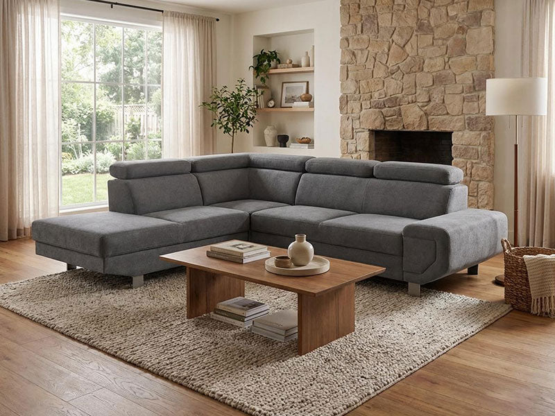 MNS Artic Left Hand Facing Corner Sofa Bed With Storage Box - Grey