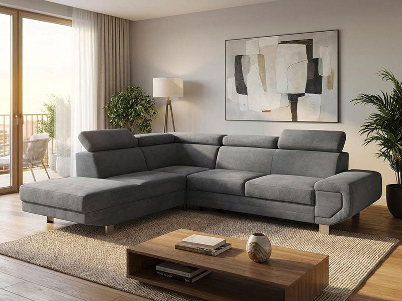 MNS Artic Left Hand Facing Corner Sofa Bed With Storage Box - Grey