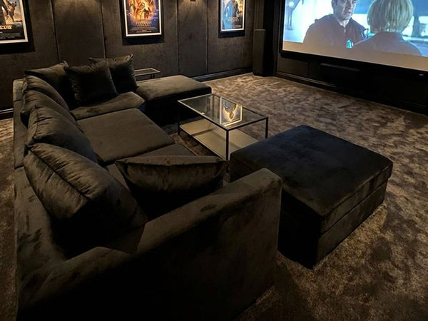 U Shape Sofa - Cinema U Shape Sofa Luxury XL Corner Chaise Sofa With Large Stool