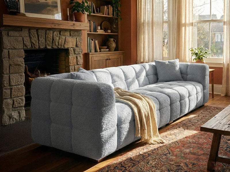 MNS Aluxo Tribeca Sofa Range in Pearl Boucle Fabric