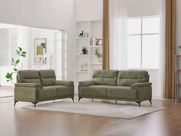 MNS Kate 3+2 Large Sofa, Chenille Fabric In Grey, Green & Dark Grey Colours