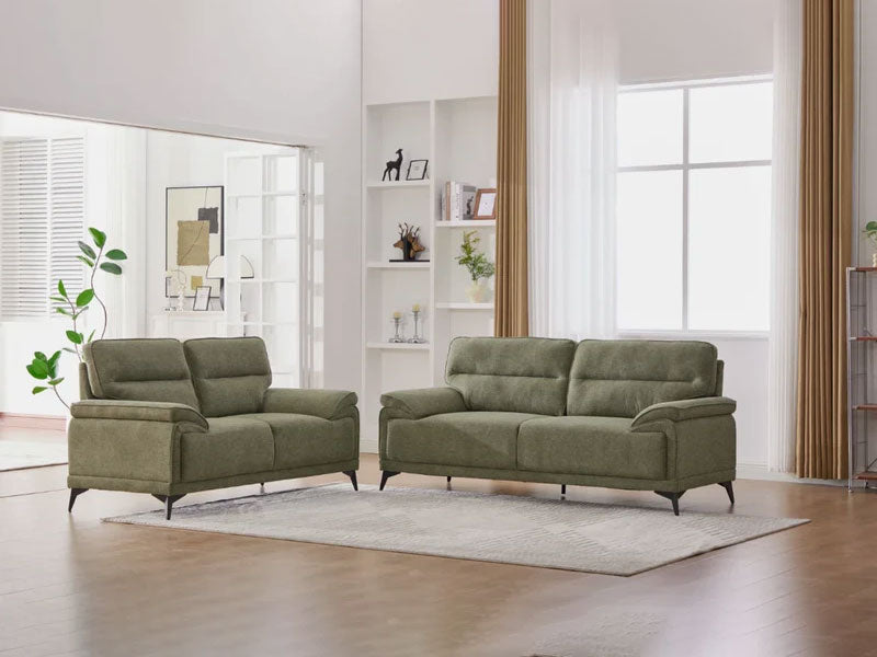 MNS Kate 3+2 Large Sofa, Chenille Fabric In Grey, Green & Dark Grey Colours