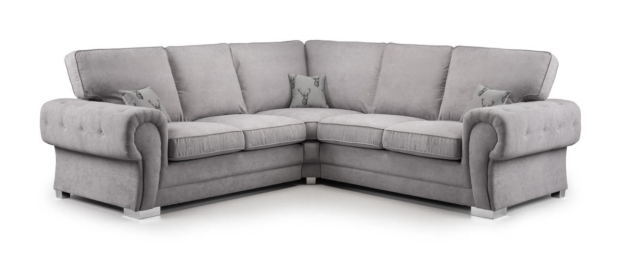 Luxury Kensington/Verona Fullback Grey Fabric Sofa Set