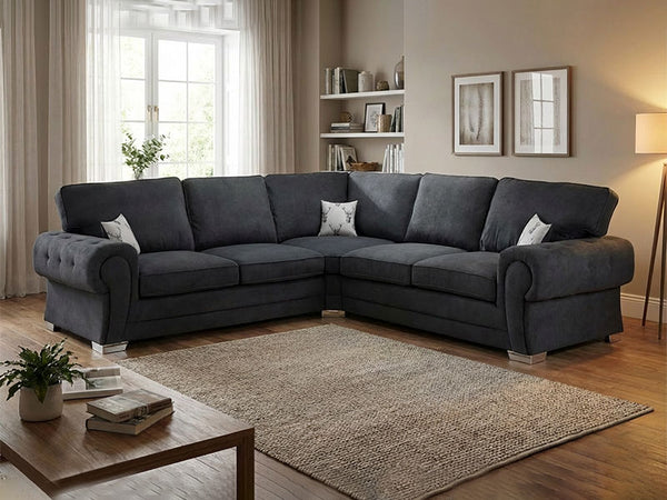 Verona FullBack Corner Sofa - Soft Chenille Fabric Sofa