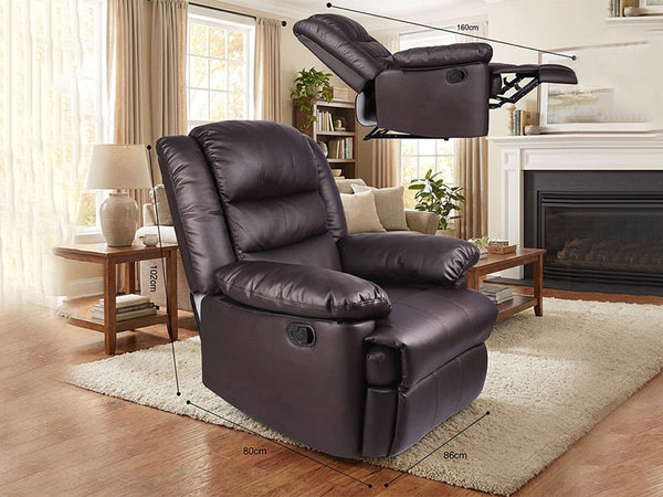 Leather Recliner Armchair Sofa Home Lounge Chair Cinema Reclining Gaming