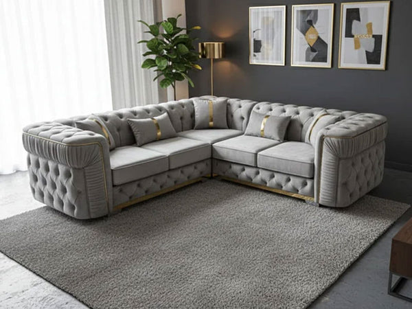 MNS Ambassador Chesterfield Sofa in Plush Velvet Corner Sofa or 3+2 Seater Sofa