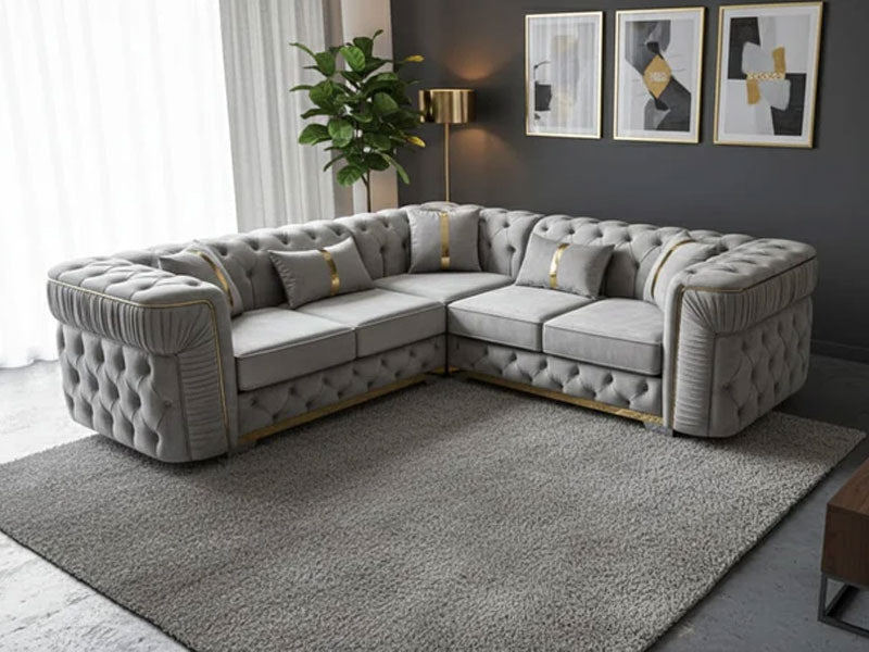 MNS Ambassador Chesterfield Sofa in Plush Velvet Corner Sofa or 3+2 Seater Sofa